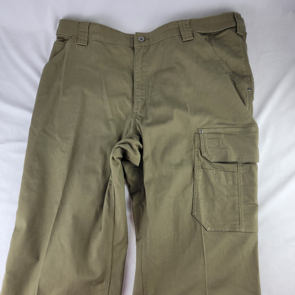Duluth Trading Co Coolmax Flex Firehose Carpenter Pants Mens 42x32 Olive Green - Picture 9 of 9
